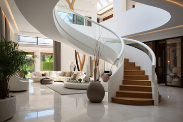 Modern Villa Entrance Hall with Staircase Interior Design