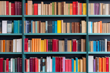 Bookshop shelves filled with colorful books