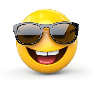 recommend clip art: Smiling emoji with sunglasses isolated on white background