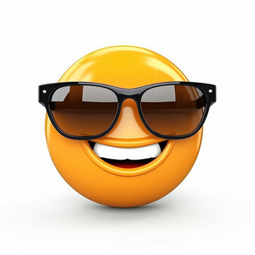 Smiling emoji with sunglasses isolated on white background