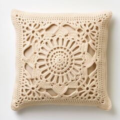 Crocheted Pillow isolated on white