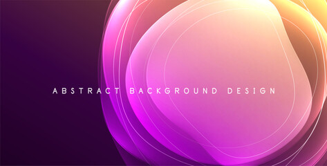 Colorful transparent flowing fluid shapes with glow effect geometric background. Wavy lines round forms. Vector illustration For Wallpaper, Banner, Background, Card, Book Illustration, landing page