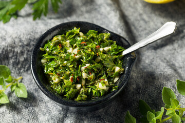 Homemade Spicy Chimichurri Sauce - obrazy, fototapety, plakaty