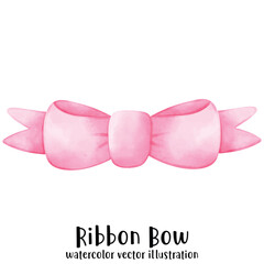 Ribbon, Bow, Watercolor, Vector, illustration