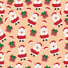 seamless pattern with christmas gifts, santa clause doodles