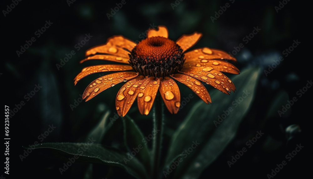 Canvas Prints Vibrant chamomile blossom in wet meadow, focus on foreground generated by AI