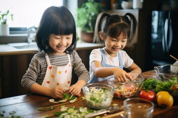 Joyful Siblings Cooking Together in a Home Kitchen