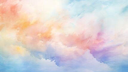 Light sky-pink, purple shades of clouds. Smooth pastel tones with the effect of wet paint, watercolor background on canvas.