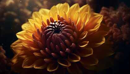 Vibrant colors of a single sunflower in a formal garden generated by AI