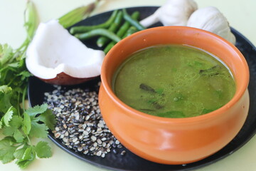 Uradache ghute, maharashtrian aamti, curry is made from split black gram, served with bhakri, roti...