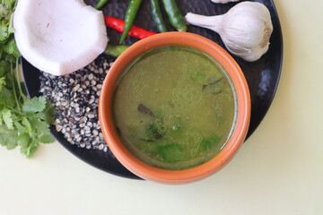 Uradache ghute, maharashtrian aamti, curry is made from split black gram, served with bhakri, roti or rice