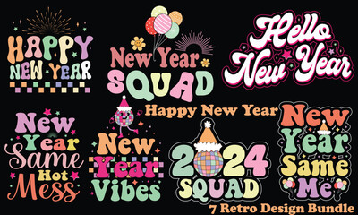 Happy New Year T-Shirt Design Bundle