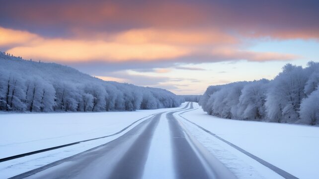 Winter ice and snow roads