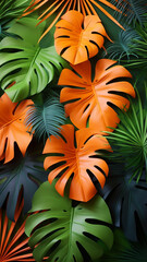 Fototapeta na wymiar image of paper tropical leaves illustration
