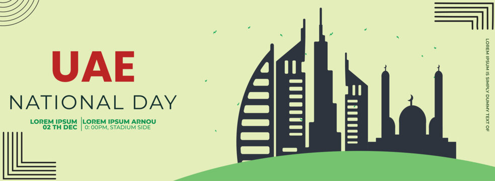 UAE national day background design . United Arab Emirates Independence Day 02 December Celebration Template for Poster, Banner, Advertising. Vector Illustration. 