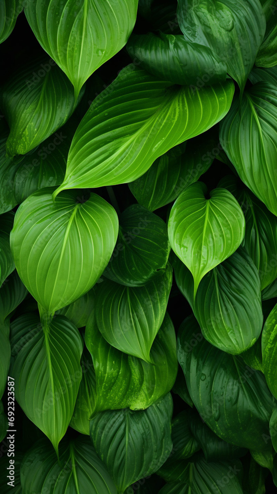 Wall mural leaves of Spathiphyllum cannifolium green