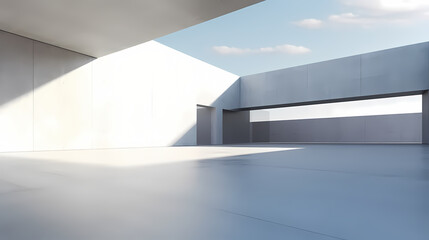 Obraz premium 3d render of abstract futuristic architecture with empty concrete floor