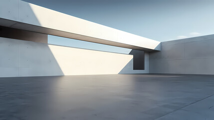 Obraz premium 3d render of abstract futuristic architecture with empty concrete floor