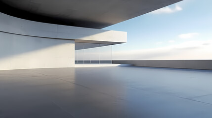 3d render of abstract futuristic architecture with empty concrete floor