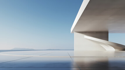 Fototapeta premium 3d render of abstract futuristic architecture with empty concrete floor