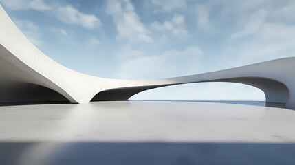 Fototapeta premium 3d render of abstract futuristic architecture with empty concrete floor