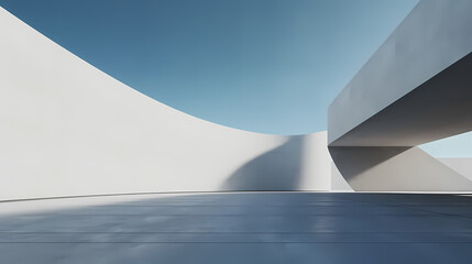 3d render of abstract futuristic architecture with empty concrete floor