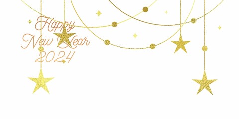 Happy new year 2024 golden numbers with on white background. New Banner 2024 happy new year very nice design.  - obrazy, fototapety, plakaty