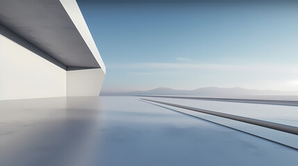 Obraz premium 3d render of abstract futuristic architecture with empty concrete floor