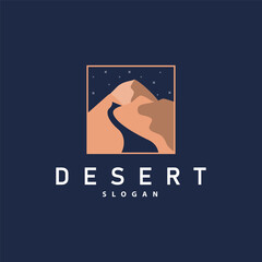 Vector illustration landscape desert logo design with desert hills sand simple