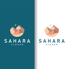 Vector illustration landscape desert logo design with desert hills sand simple