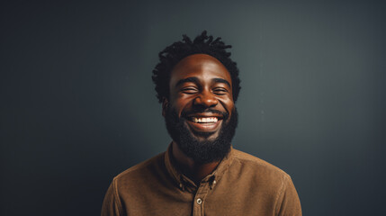 Studio portrait of a black smiling handsome man