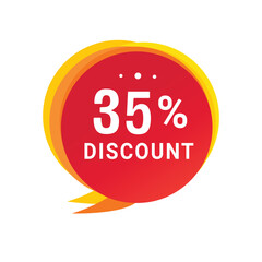 35 percent discount speech bubble icon design. Banner discount promotion announcement for advertising, business. Modern vector design