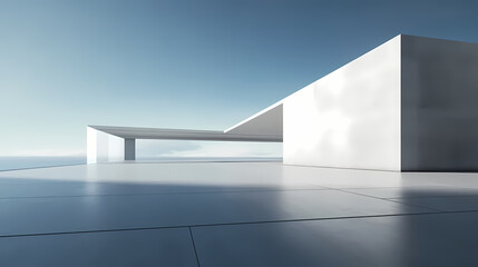 Fototapeta premium 3d render of abstract futuristic architecture with empty concrete floor