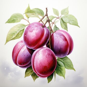 Hog plum,watercolor,white background