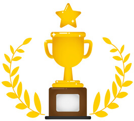 황금 트로피와 별 월계