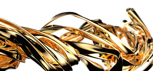 Golden Luxury: Abstract 3D Gold Cloth Illustration for Sumptuous Designs