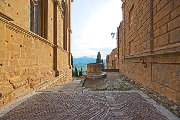 Beautiful Medieval Italian Town of Pienza in Tuscany Italy