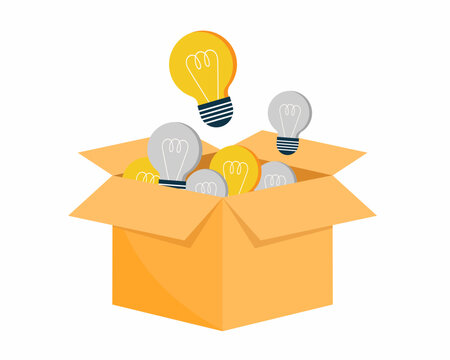 Box with full of ideas creactive business idead with innovative thoughts vector illustration
