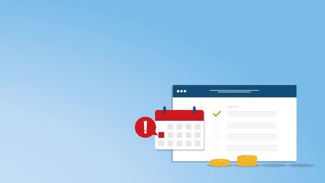 Money payment date schedule or agenda in calendar. Tasks list and cash schedule alert notification, idea of tax or credit loan pay time, budget or financial plan.  