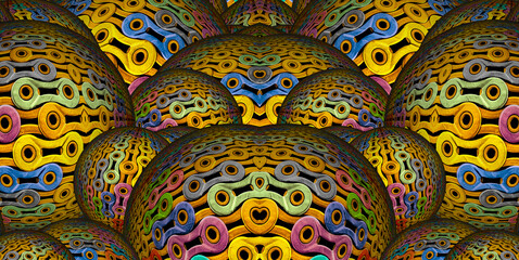 3d balls background made from bike chain texture