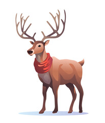 cute reindeer animal happy new year holiday celebration template