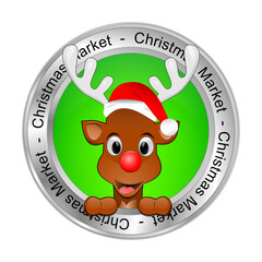 Christmas Market button with reindeer - 3D illustration - 692336315