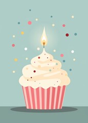 Birthday card with funny cupcake and copy space