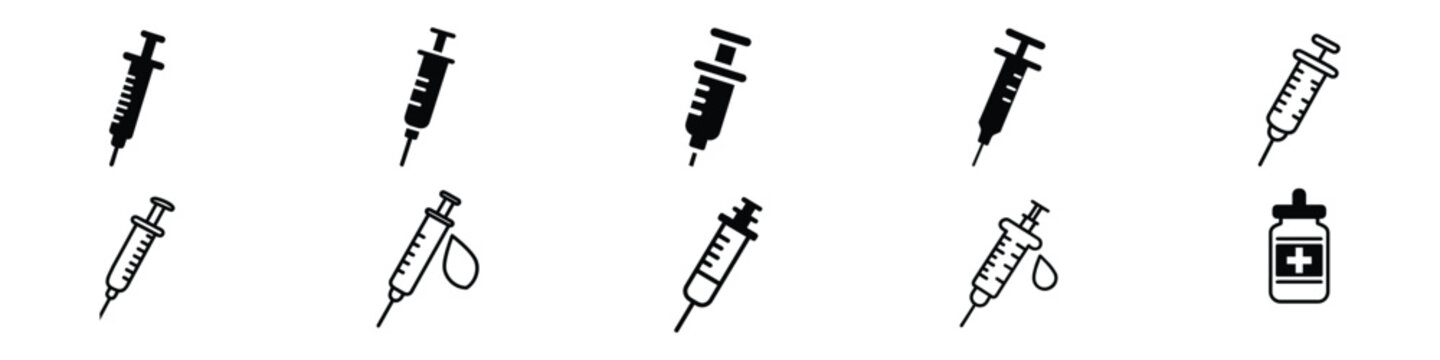 syringe icon, syringe icon vector black and white. Doctors often use syringes to prevent and treat malignant diseases. syringe icon, Syringe, injection icon, Syringe Icons