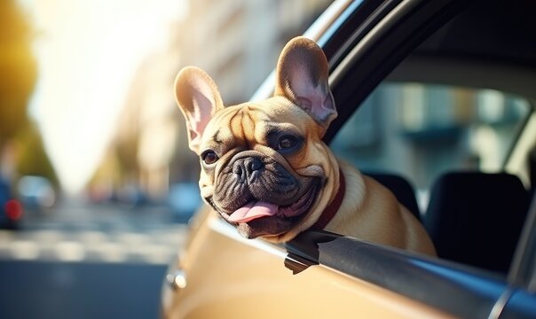 Dog Enjoying A Breezy Car Ride With Its Head Out The Window