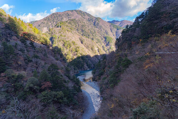 夢の吊橋がある渓谷の風景【寸又峡】日本静岡県