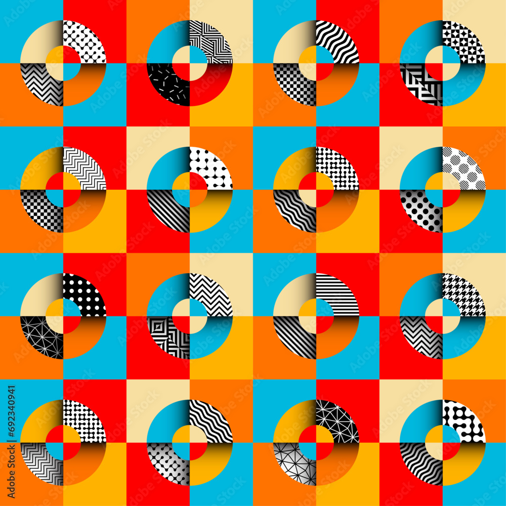 Poster Geometric abstract pattern retro style. Seamless vector pattern.