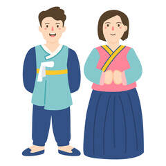 A korean couple in hanboks