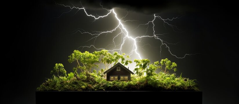 A lightning conductor is used to safeguard buildings from lightning damage by channeling it to the highest points of a green garden roof.