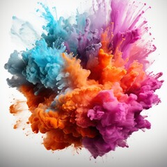 Fototapeta premium Abstract Powder Splatted Background Colorful, White Background, For Design And Printing